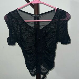 Sheer Stretchy Top With Front Hooks NWOT